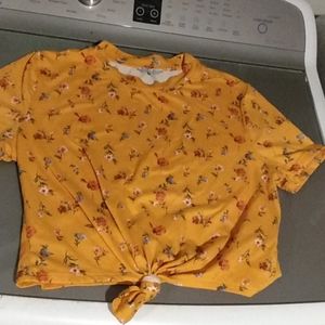 Cute yellow flowered Iris crop top